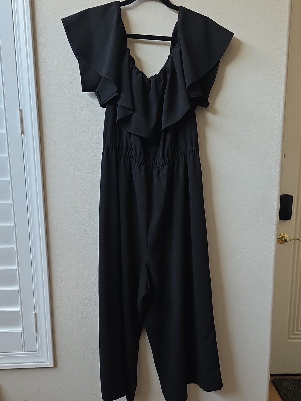 RACHEL Rachel Roy Black Ruffle-Trim Jumpsuit